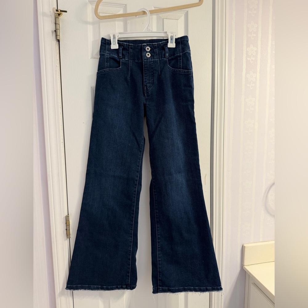 Maeve by Anthropologie High Rise Flare Dark Wash Jeans size 26